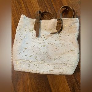 Myra bag white cowhide gold acid splatter